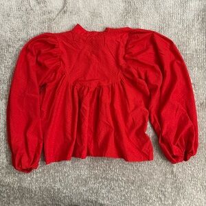 Tokyo Talkies Urban Red Puff Sleeve Blouse Women’s‎ Medium Fall Holiday